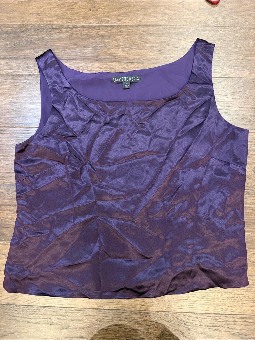 Lafayette 148 New York Size 14 Purple Satin Tank Silk - C76-053